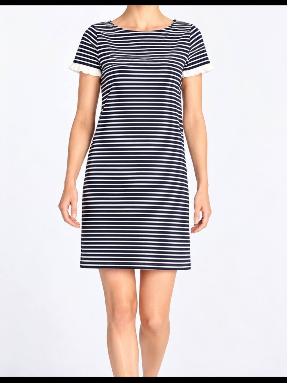 J.Crew Striped Poplin Dress Navy Blue and White xxs style JO862 NWT Cotton
